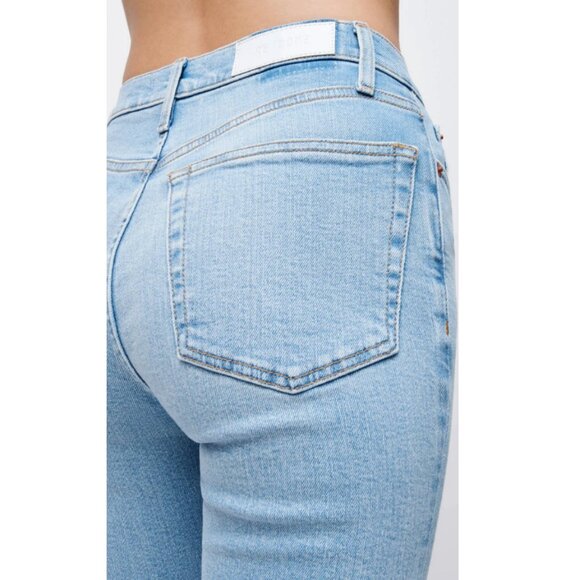 New Re/Done 70's Stove Pipe High Rise Waist Straight Leg Crop Light Wash Vintage - Picture 3 of 16